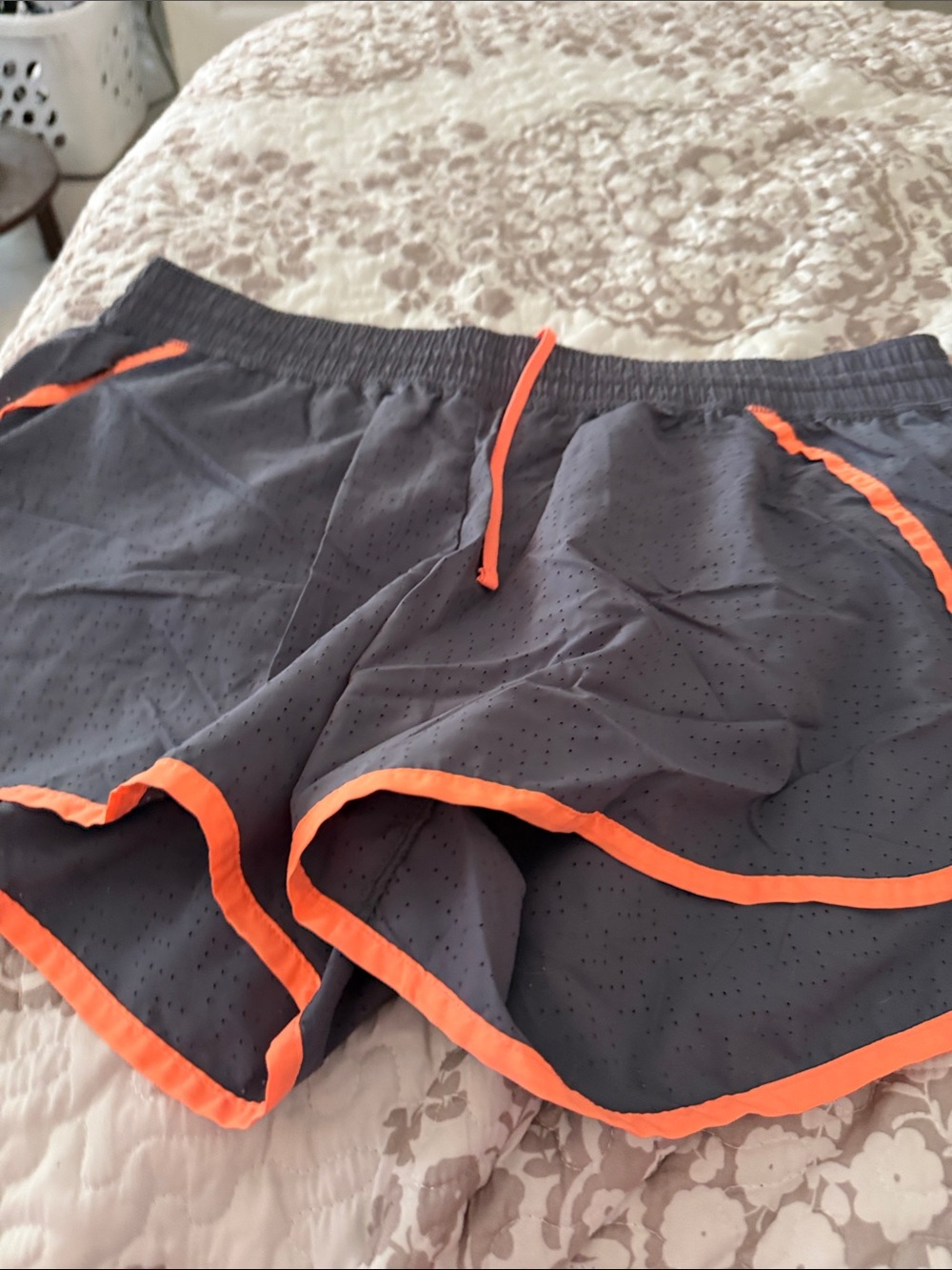 Champion Gray Athletic Shorts with Orange Trim